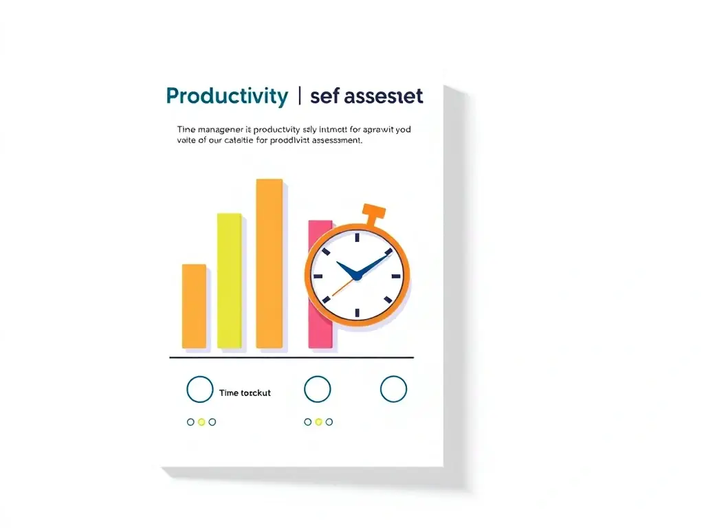 A self-assessment template for evaluating current productivity, featuring a time management chart and rating scale.